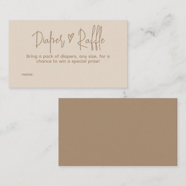 Hello Baby Minimalist Gender Neutral Diaper Raffle Enclosure Card (Front/Back)