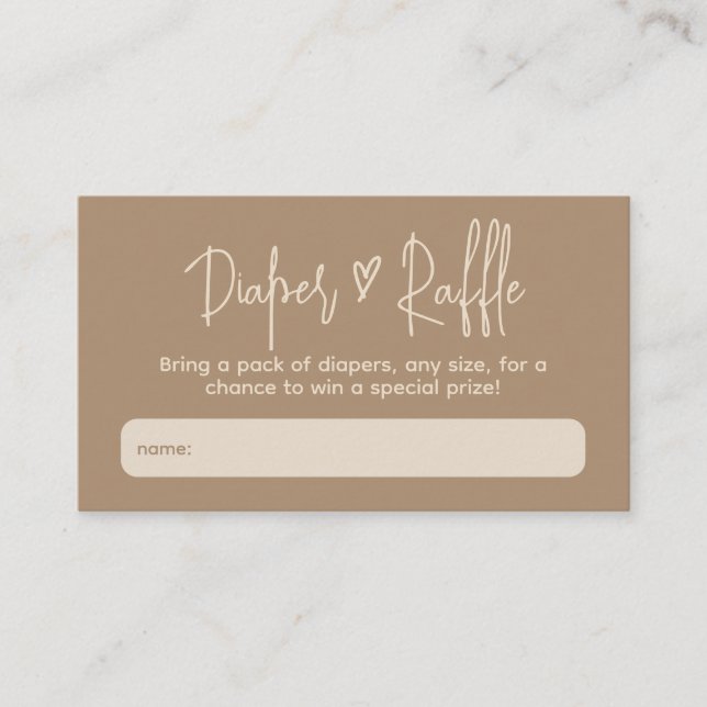 Hello Baby Minimalist Gender Neutral Diaper Raffle Enclosure Card (Front)