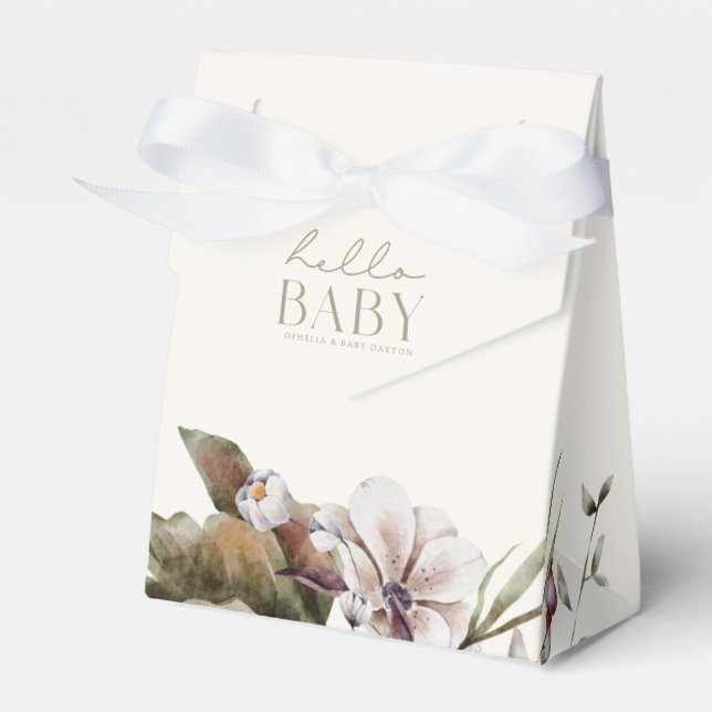 HELLO BABY | Minimalist Sage & Ivory  Favor Box (Front Side)