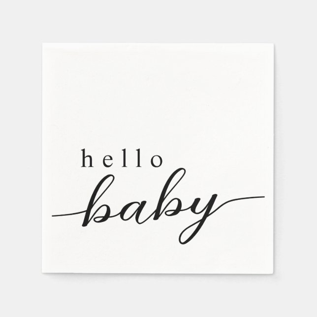 Hello Baby Modern Baby Shower  Napkin (Front)