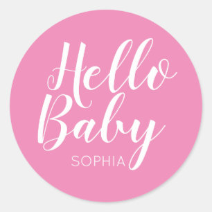 Hello Baby modern classic Round Sticker