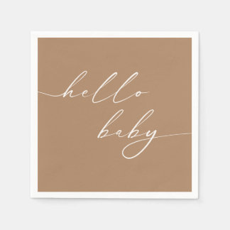 Hello Baby Modern Neutral Baby Shower welcome Napkin