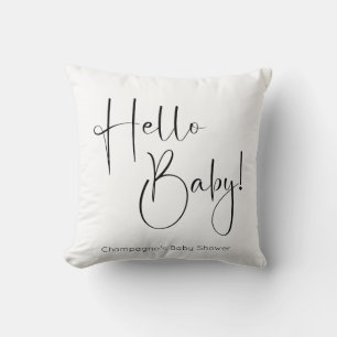 Hello Baby Modern Script Baby Shower Throw Pillow