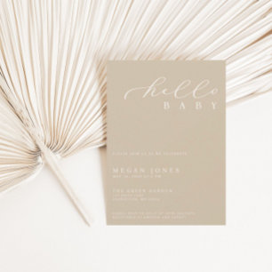 Hello Baby Modern Script Minimalist Baby Shower Invitation