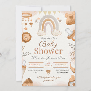 Hello Baby   Neutral Watercolor Baby Shower Invita Invitation
