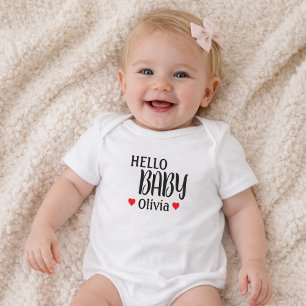 Hello Baby Olivia Red Hearts  Bodysuit
