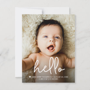 Hello Baby Photo Birth announcement Thank you 