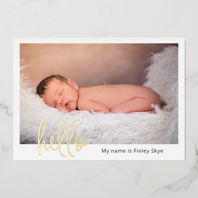 Hello Baby Photo Faire-part de naissance à huile m (Recto)