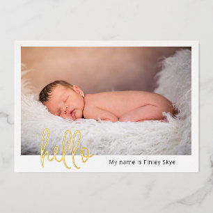 Hello Baby Photo Modern Foil Birth Announcement