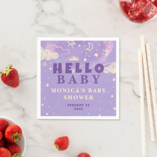 Hello Baby Purple Dream Baby Shower  Napkin