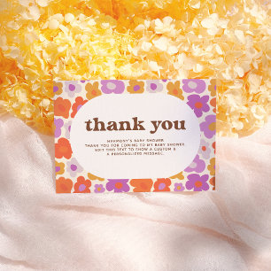Hello Baby Retro Daisy Baby Shower Thank You Card