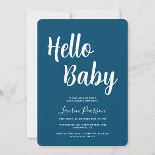 Hello Baby Rustic Ocean Blue Baby Shower  Invitation