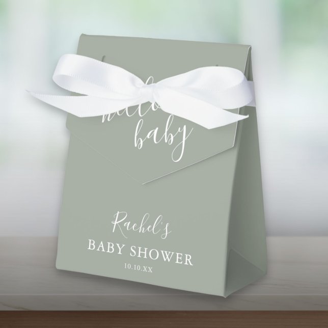 Hello Baby Shower Gender Neutral Boho Sage Green Favor Box (Hello Baby Shower Gender Neutral Boho Sage Green Favor Box)