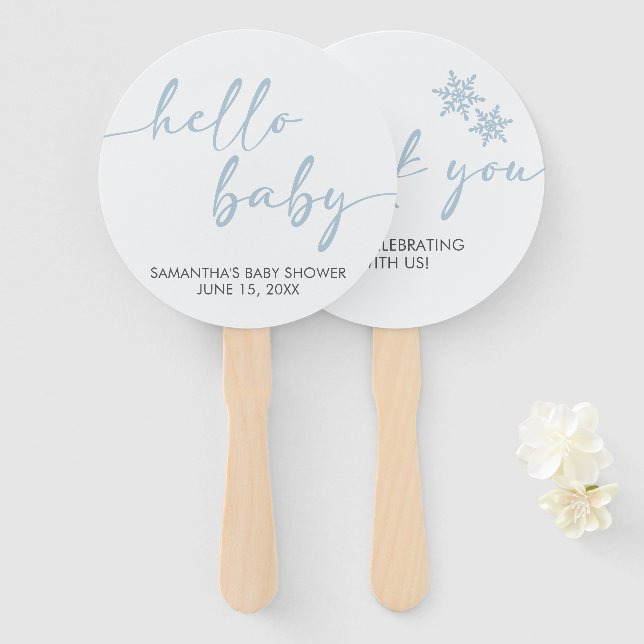 Hello Baby Shower Hand Fan (Front and Back)