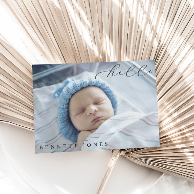 Hello Baby Simple Script Faire-part de naissance p (Créateur téléchargé)