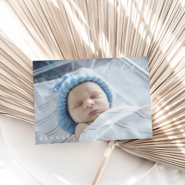 Hello Baby Simple Script Photo Birth Announcement (Creator Uploaded)