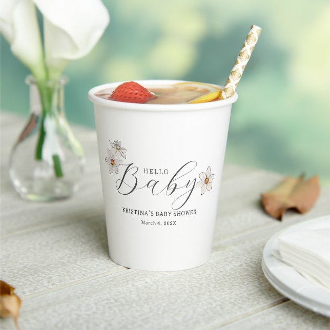 Hello Baby Spring Baby Shower Welcome Paper Cups (Insitu)