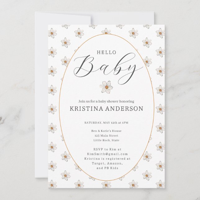 Hello Baby Spring Daffodil Baby Shower  Invitation (Front)