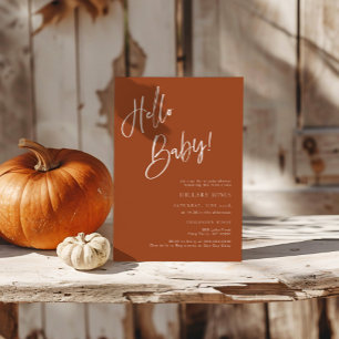 Hello Baby Terracotta Bohemian Baby Shower Invitation
