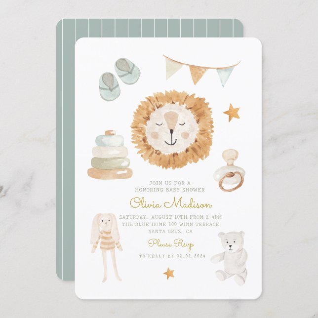 Hello Baby Watercolor Clothes & Toys Baby Shower  Invitation (Creator Uploaded)