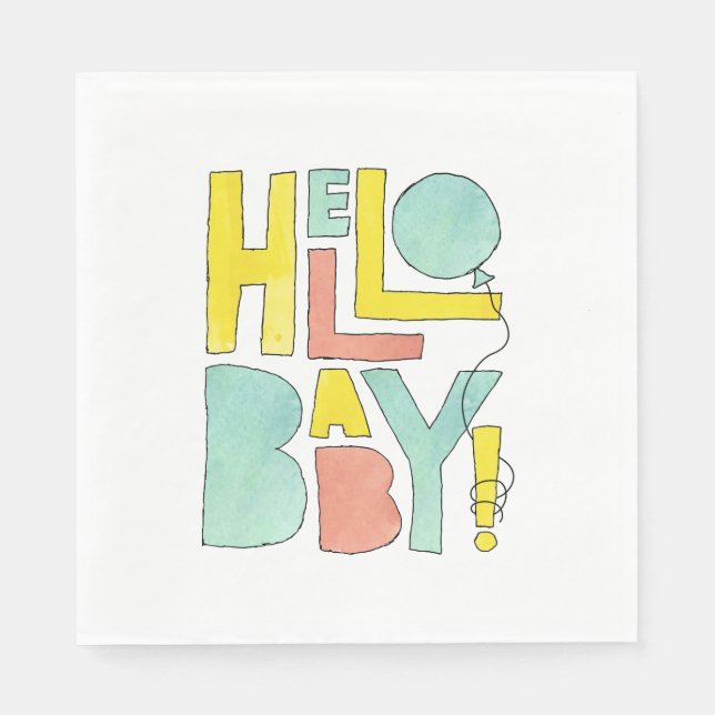 Hello Baby Welcome to Newborn New Baby Birth Napkin (Front)