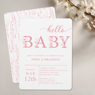 Hello Baby Wildflower Baby Shower Invitation