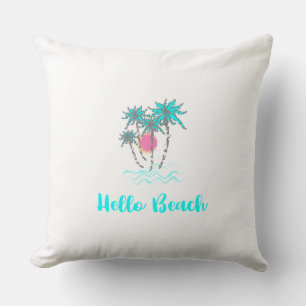 Hello Beach  Tropical  Summer Unique Throw Pillow