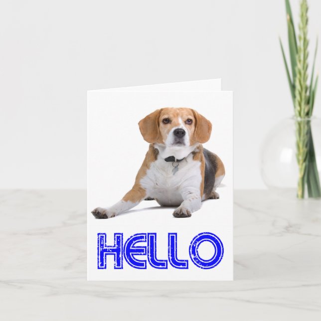Hello Beagle Puppy Dog Blank Note Card (Front)