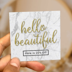 Hello Beautiful 3D Gold Script Marble Referral