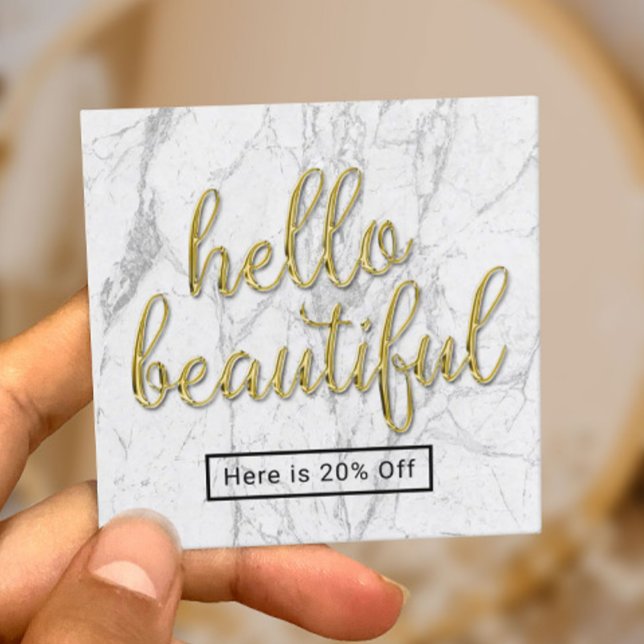 Hello Beautiful 3D Gold Script Marble Referral Card (Creator Uploaded)