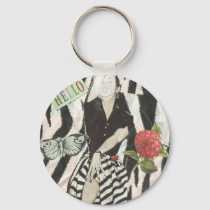 Hello Beautiful B&W! Keychain