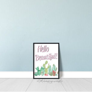 Hello Beautiful Cactus Wall Art Print
