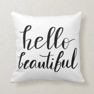 Hello Beautiful Calligraphy Handwritten Script Throw Pillow