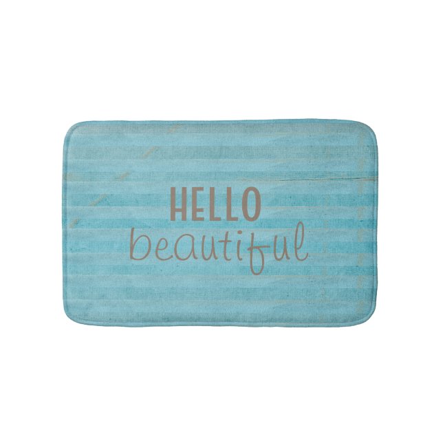 Hello Beautiful Chic And Trendy Striped Design Bath Mat (Front)