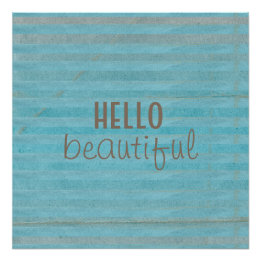 Hello Beautiful Chic Striped Design | Poster