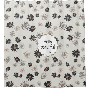 Hello Beautiful Daisies Black Pink Floral Pattern