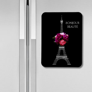 Hello Beautiful Dramatic Peonies With Eiffel Tower Magnet