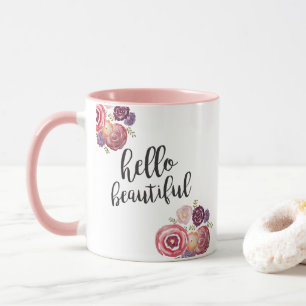Hello Beautiful Flower Quote Coffee Mug