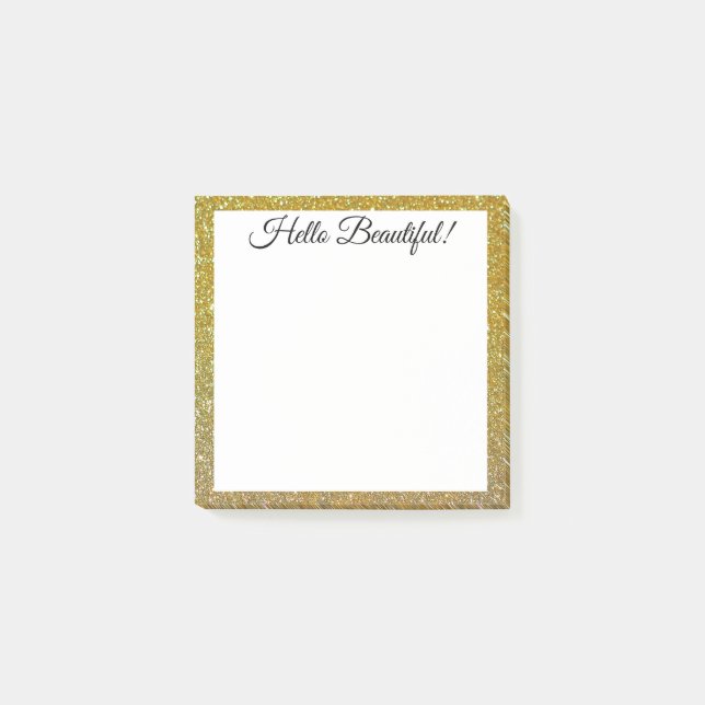 Hello beautiful! gold glitters minimal simple post-it notes (Front)