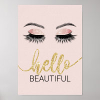 Hello Beautiful Lashes Gold Typography Salon