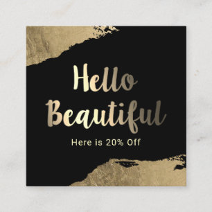 Hello Beautiful Makeup Artist Gold Stroke Referral Card