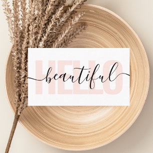Hello Beautiful Minimalist Handwriting Calligraphy Business Card