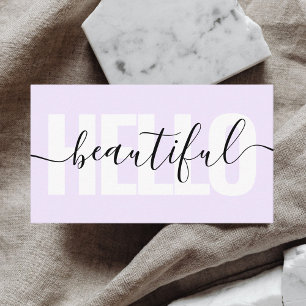 Hello Beautiful Minimalist Handwriting Calligraphy Business Card