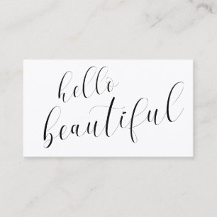 Hello Beautiful Modern Black and White Typography Business Card