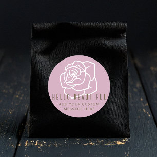 Hello Beautiful - Modern Chic Pink Rose Classic Round Sticker