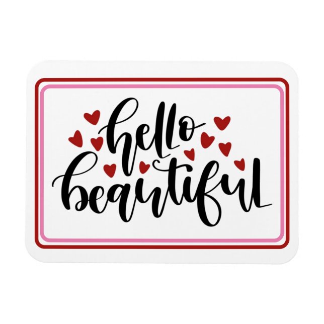 Hello Beautiful Modern Hearts  Magnet (Horizontal)