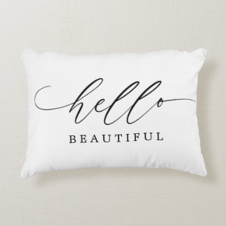Hello Beautiful Modern Script Accent Pillow