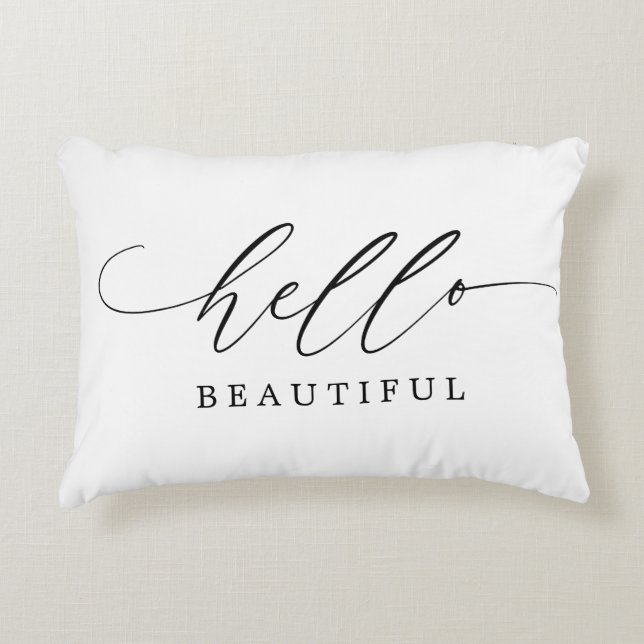 Hello Beautiful Modern Script Accent Pillow (Front)