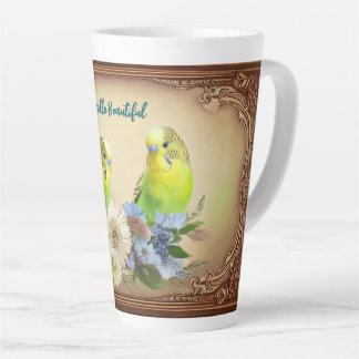 Hello Beautiful Parakeets Latte Mug