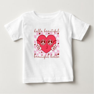 Hello Beautiful Pink Heart Baby T-Shirt